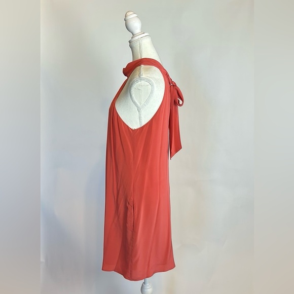 Lavender Brown | Coral Halter 100% Silk Dress w/pockets | Small | Made in USA - Picture 6 of 16